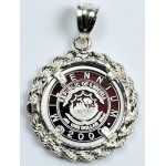PURE SILVER AMERICAN QUARTER HORSE COIN (17mm) in STERLING SILVER ROPE PENDANT